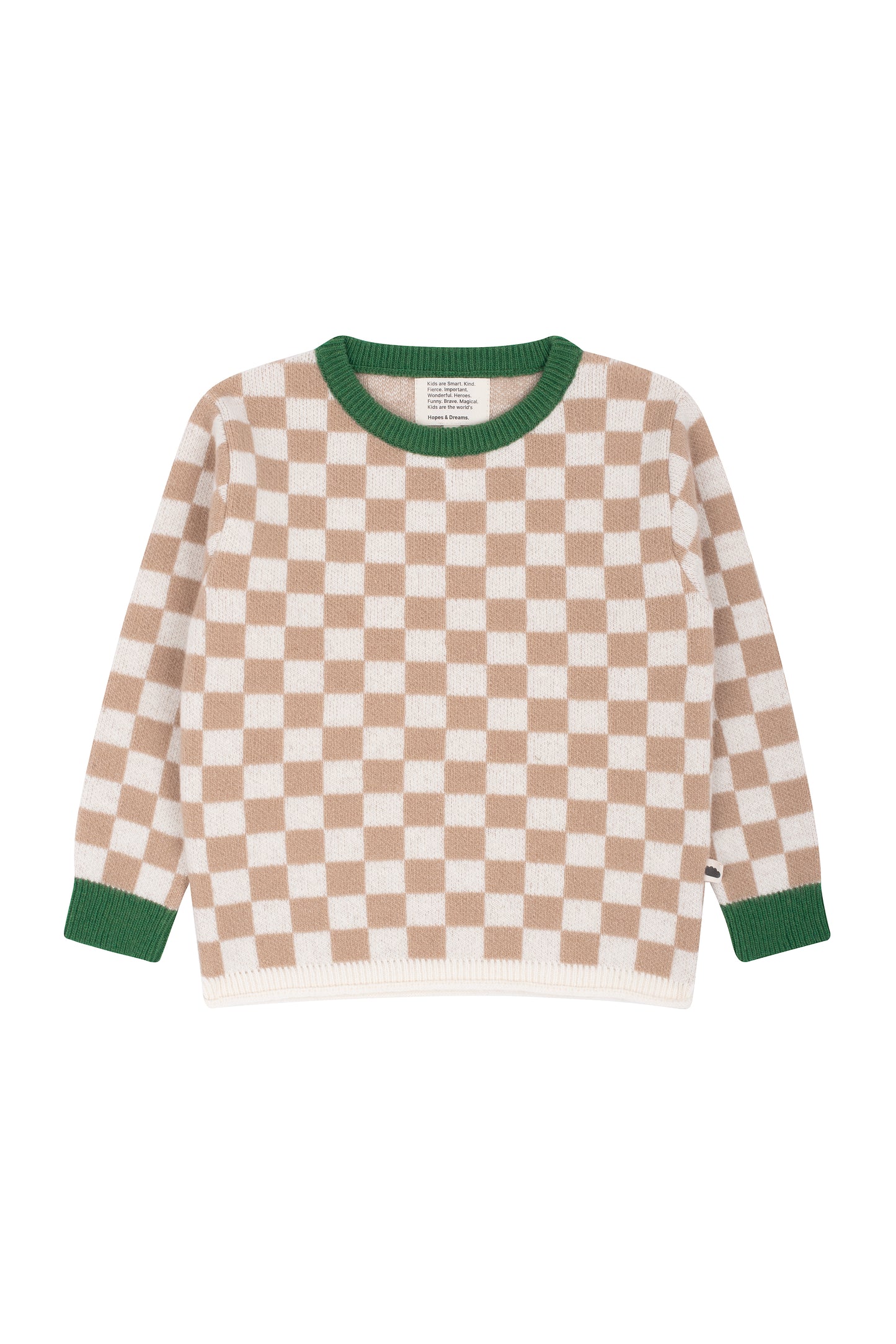 Funny squares knitted sweater in Bread and butter