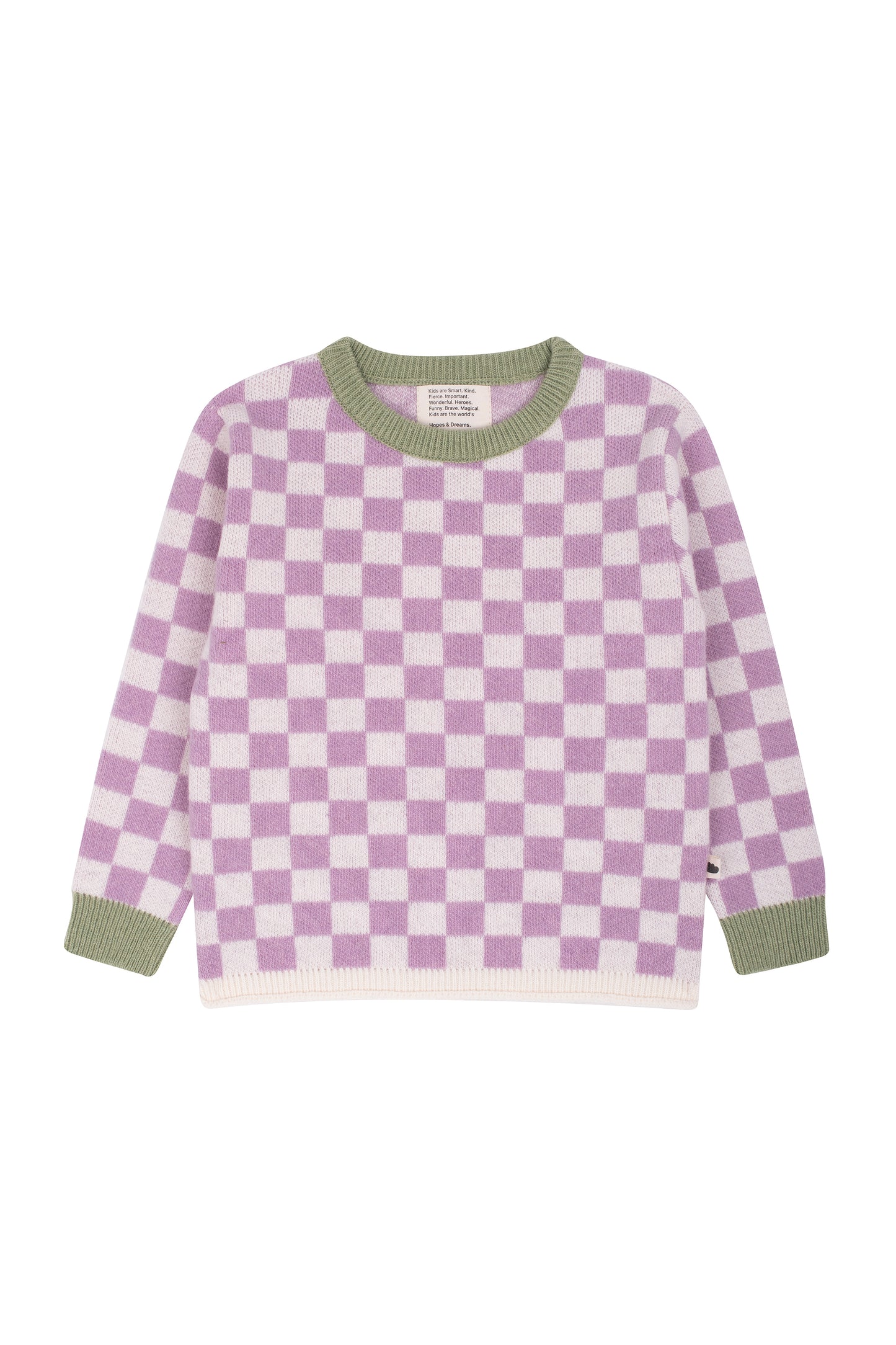 Funny squares knitted sweater in Berries and Cream