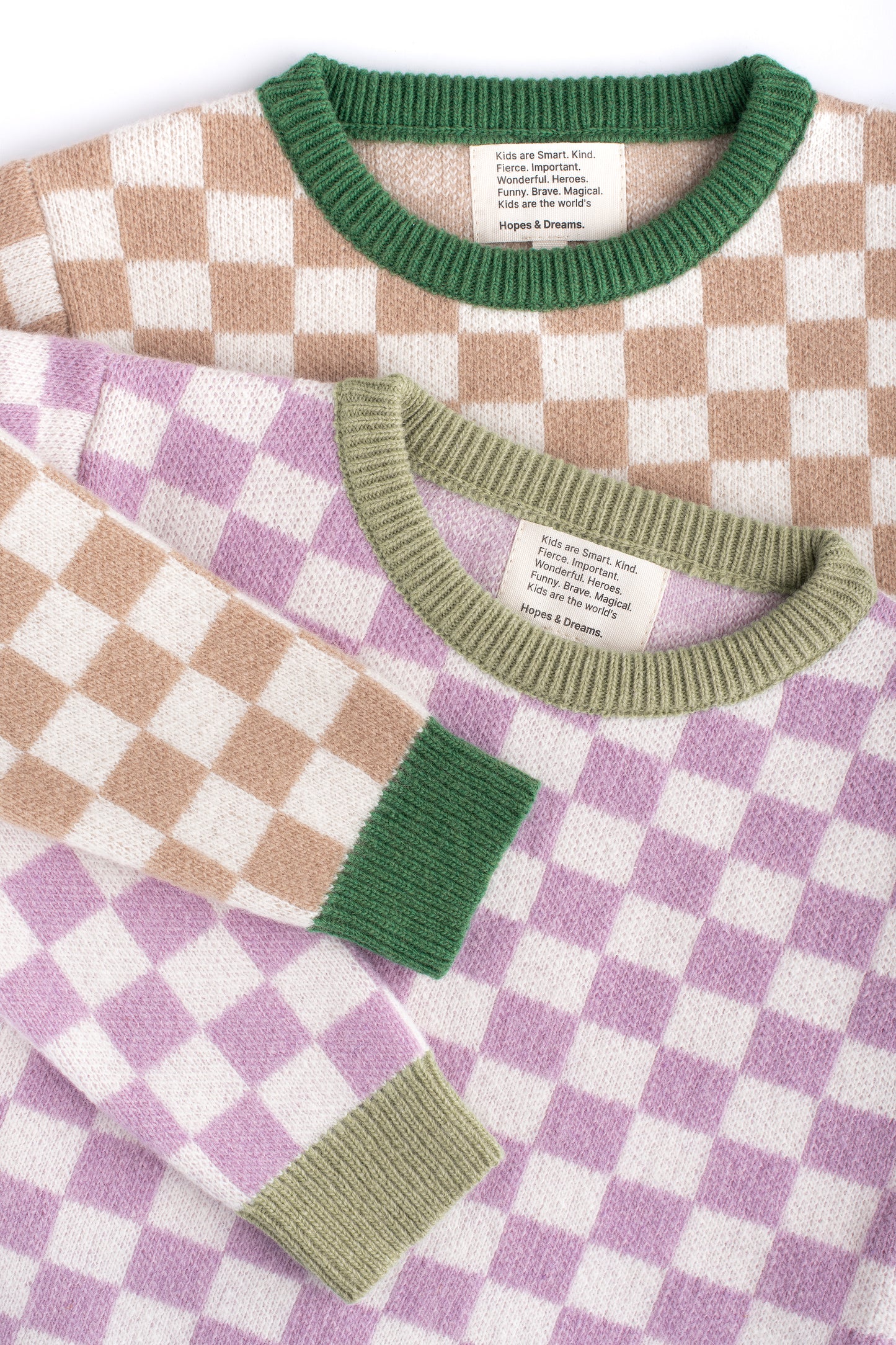 Funny squares knitted sweater in Berries and Cream