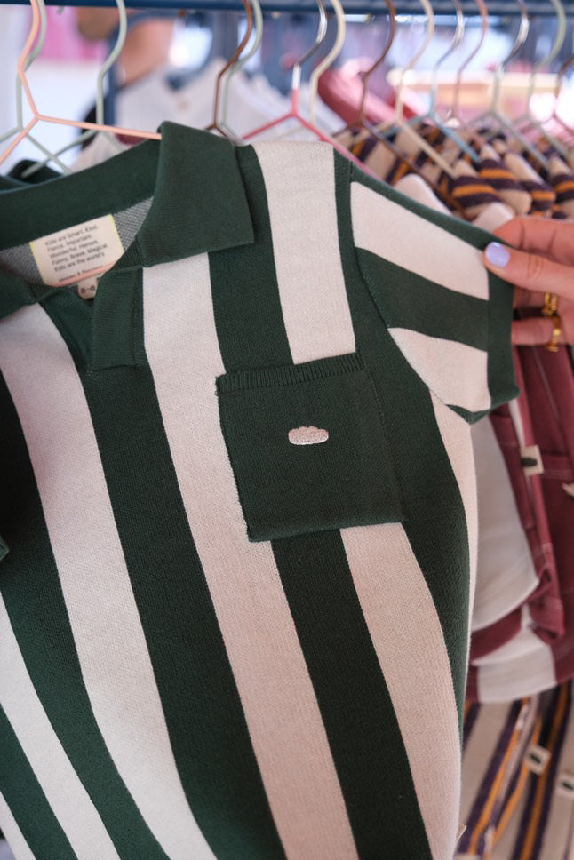 Bold green knit polo