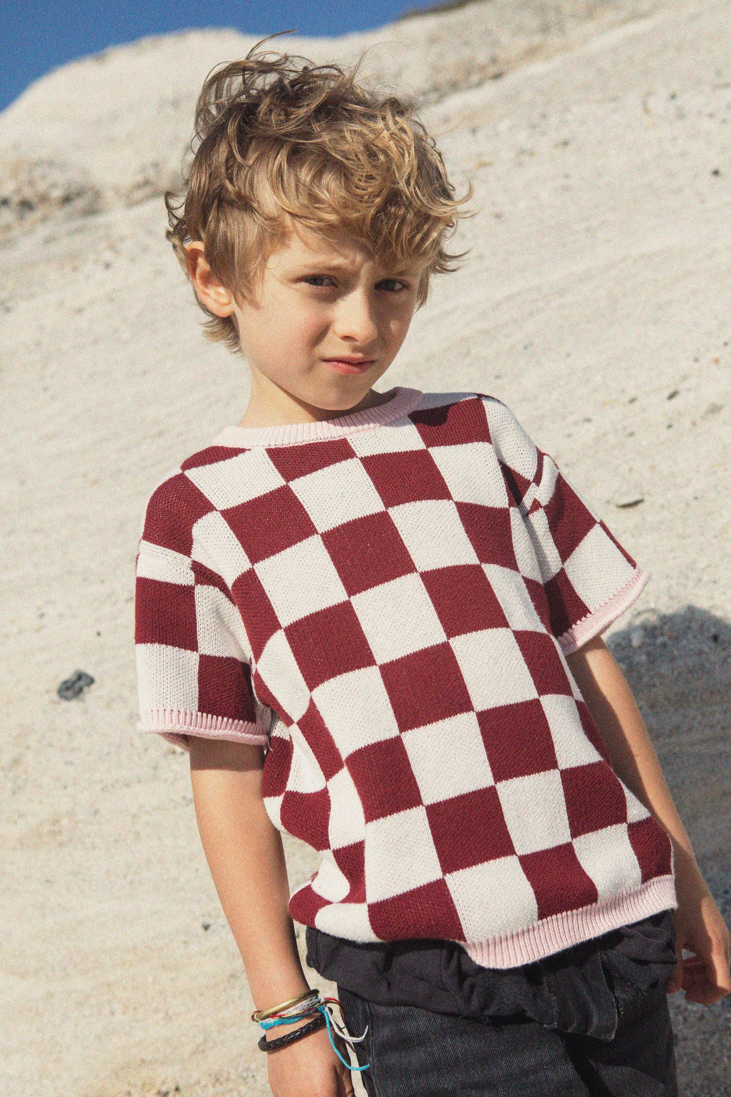 'No buttons, Julia' knit shirt in strawberry yoghurt