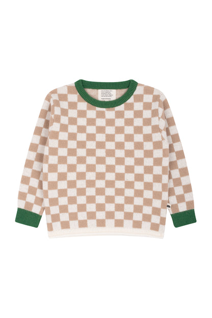 Funny squares knitted sweater in Bread and butter