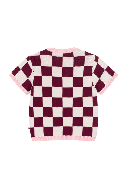 'No buttons, Julia' knit shirt in strawberry yoghurt